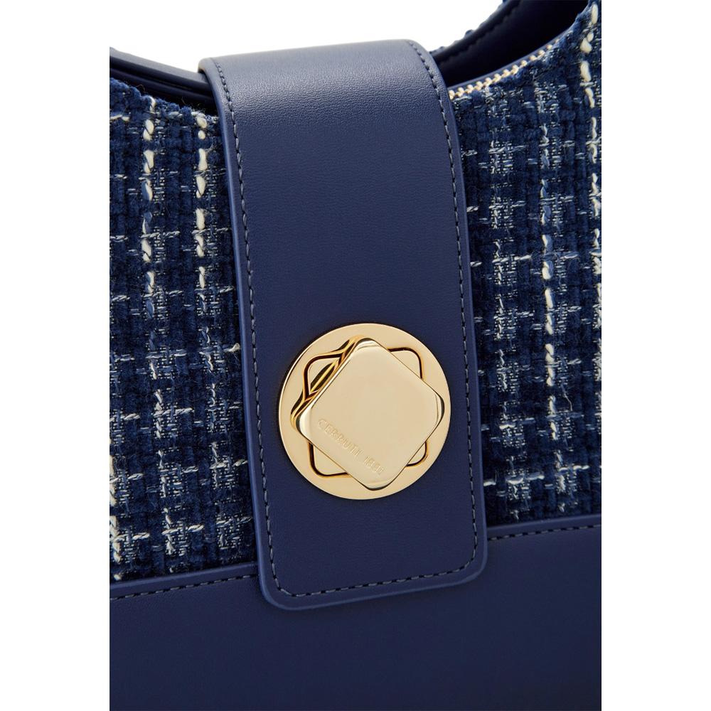 【Cerruti 1881】限量2折 義大利頂級女用手拿包肩背包 全新專櫃展示品 (深藍色 CEBA06004P)