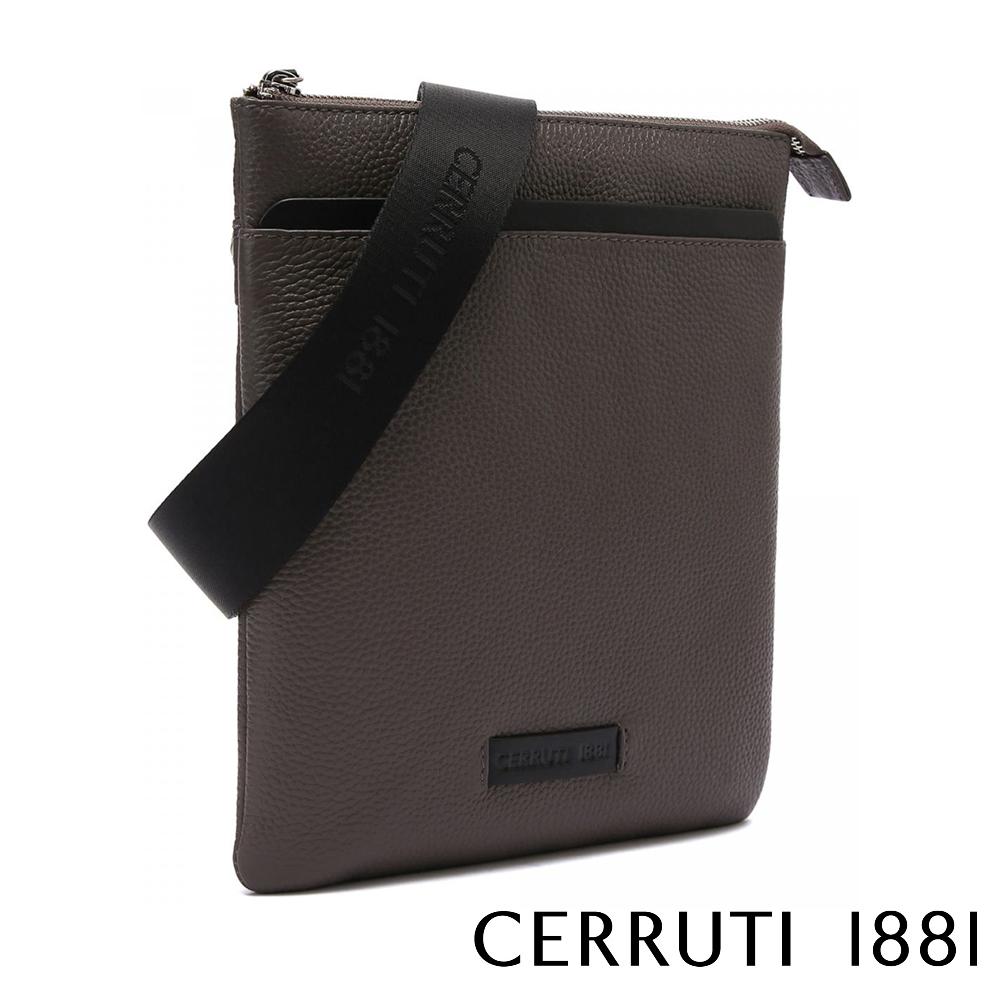 【Cerruti 1881】限量2折 義大利頂級小牛皮側背包肩背包 全新專櫃展示品 (深灰色 CEBO06022M)