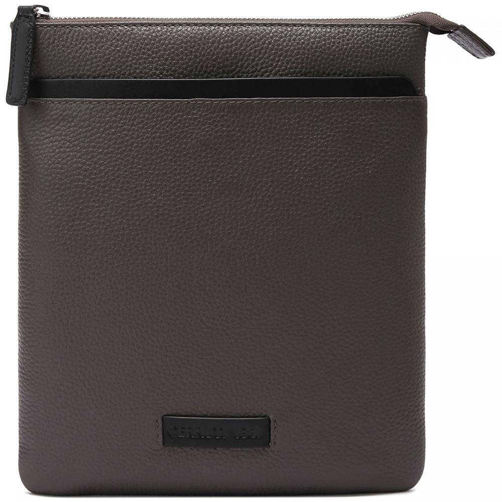 【Cerruti 1881】限量2折 義大利頂級小牛皮側背包肩背包 全新專櫃展示品 (深灰色 CEBO06022M)