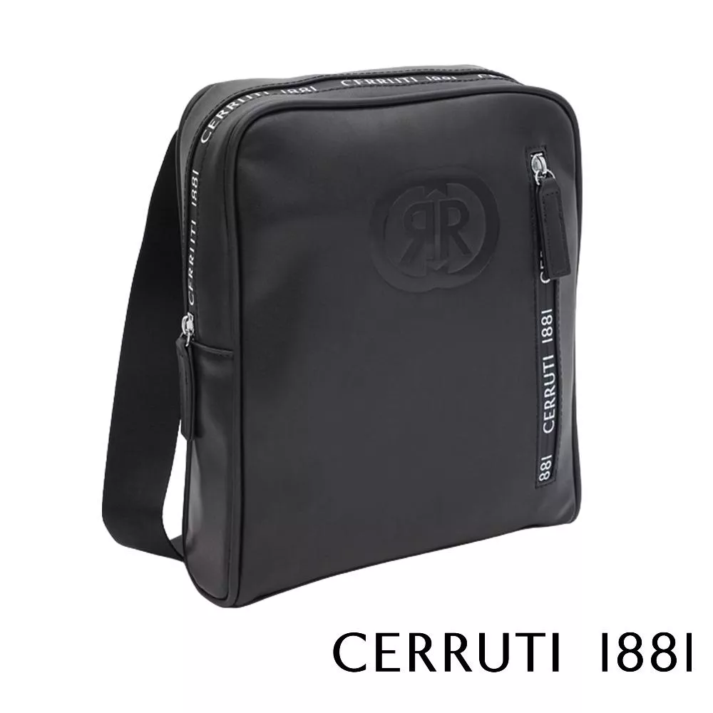 【Cerruti 1881】限量2折 義大利頂級側背包肩背包 全新專櫃展示品 (黑色 CEBO06040P)