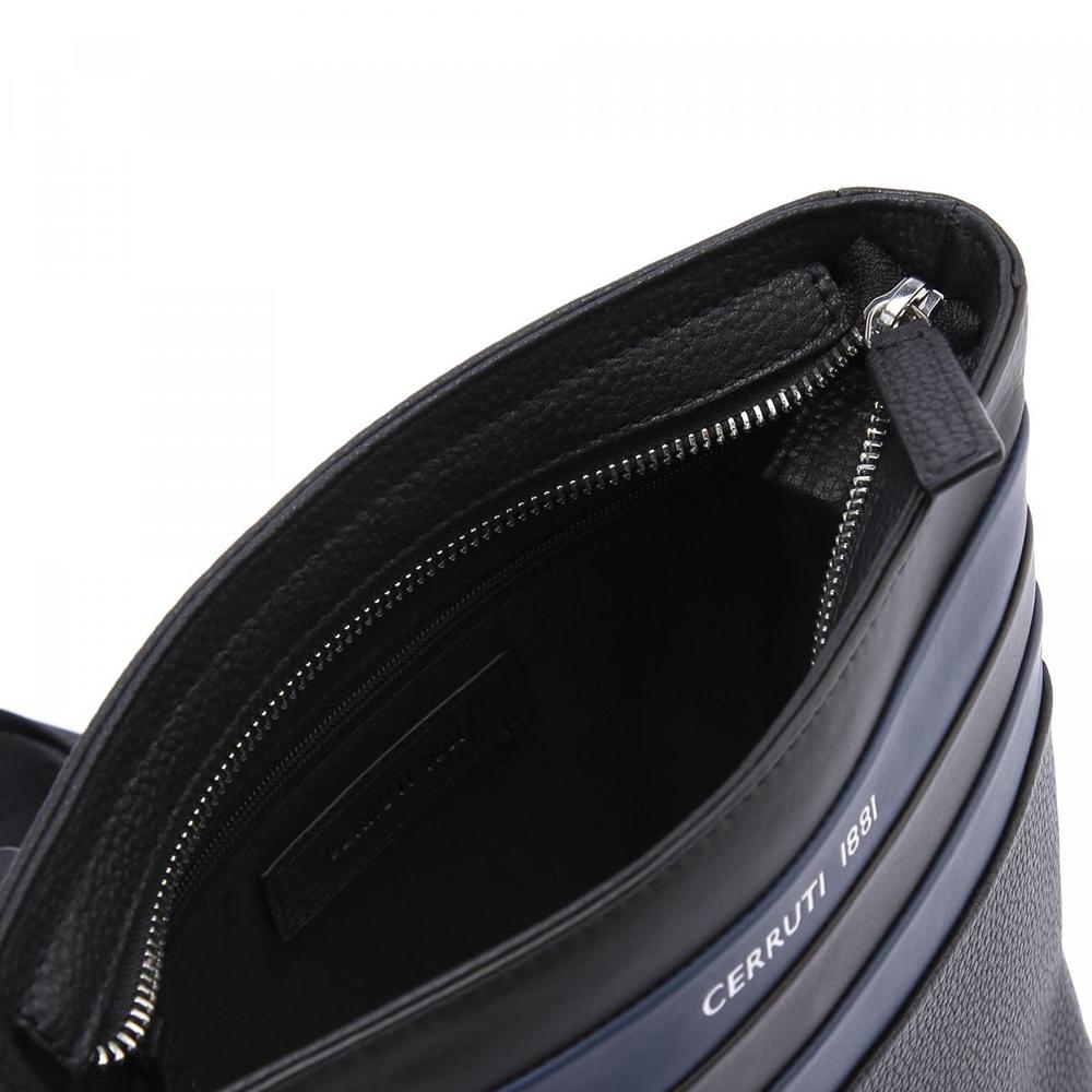 【Cerruti 1881】義大利頂級小牛皮側背包肩背包 (黑色 CEBO06048M)