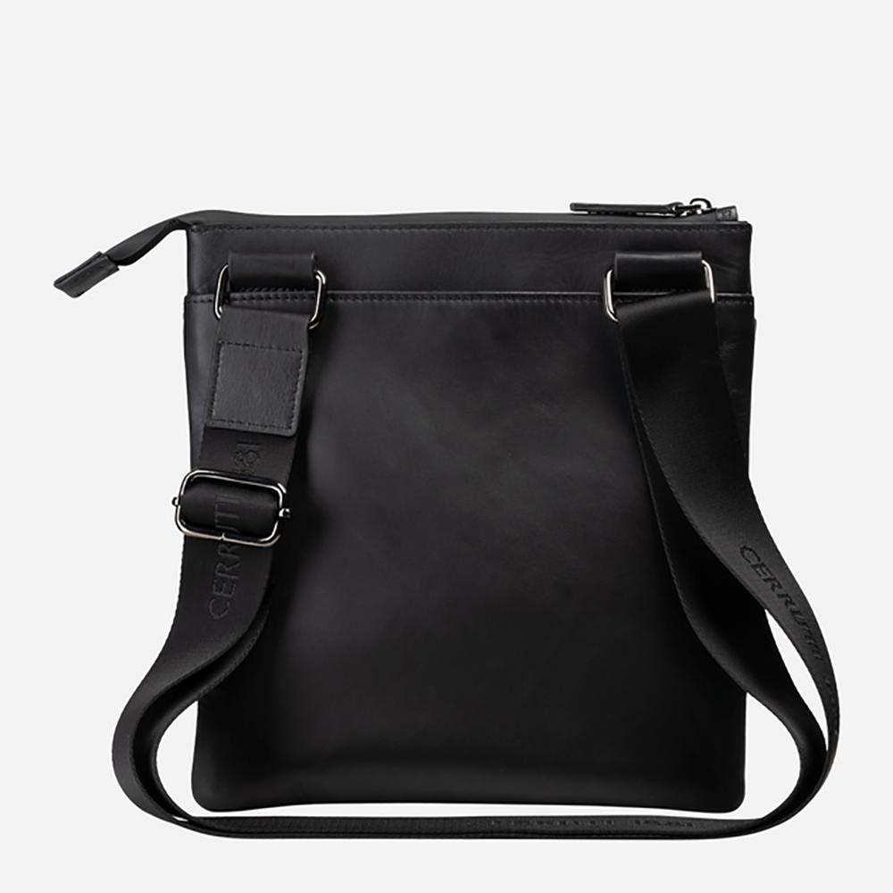 【Cerruti 1881】限量2折 義大利頂級小牛皮側背包肩背包 全新專櫃展示品 (黑色 CEBO06257M)