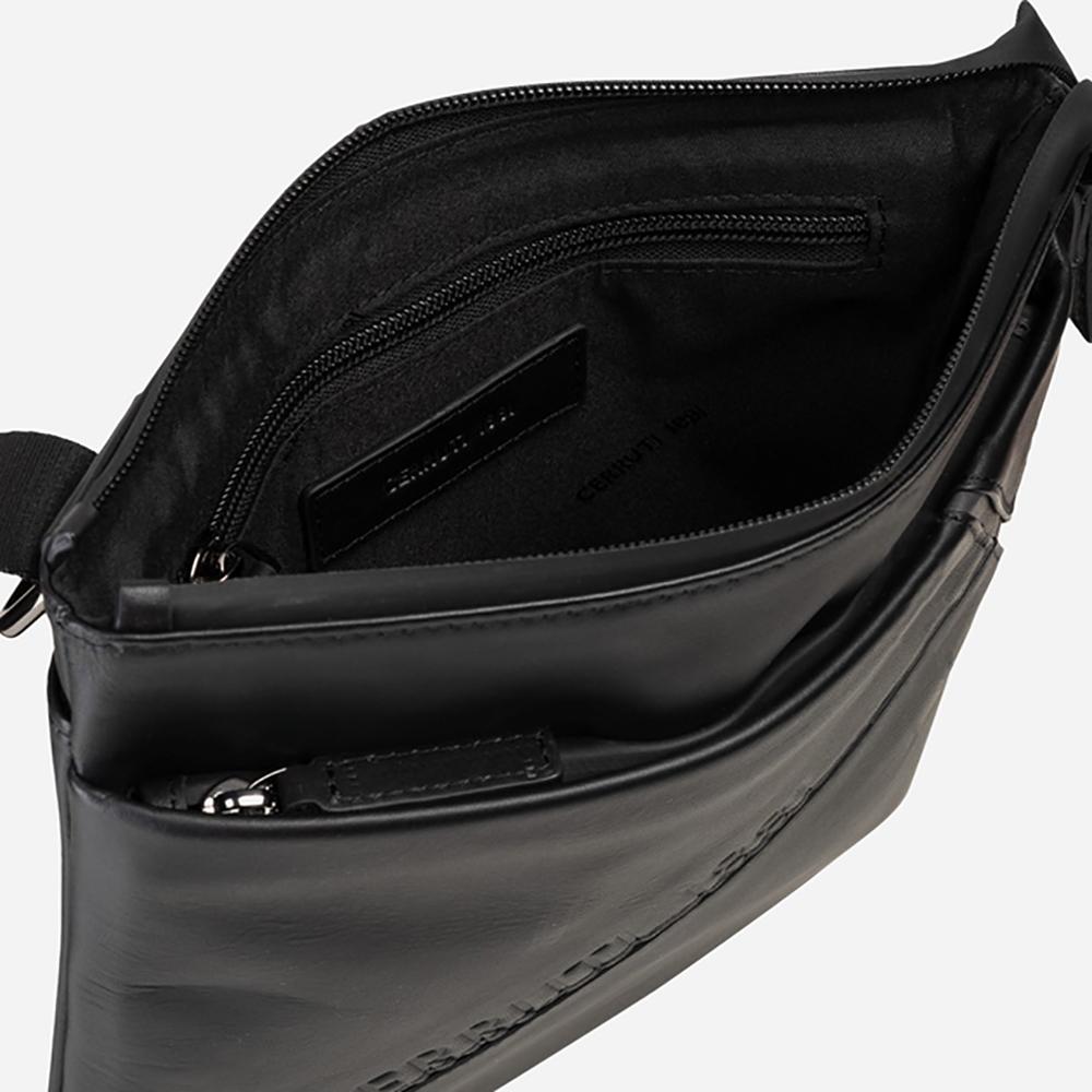 【Cerruti 1881】限量2折 義大利頂級小牛皮側背包肩背包 全新專櫃展示品 (黑色 CEBO06257M)