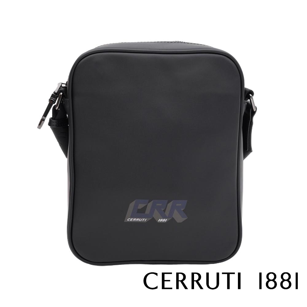 【Cerruti 1881】限量2折 義大利頂級小牛皮側背包肩背包 全新專櫃展示品 (黑色 CEBO06271M)