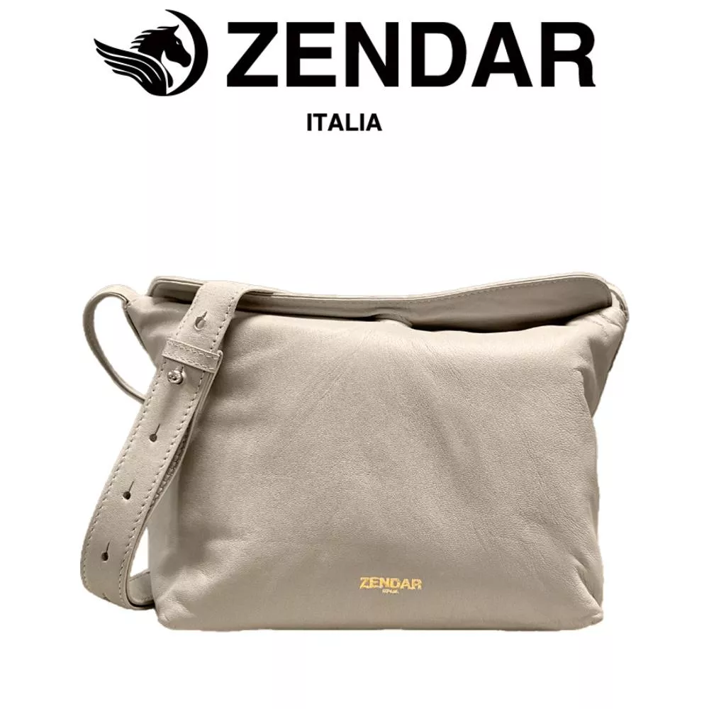 【ZENDAR】超柔軟頂級小羊皮肩背包側背包 多麗絲系列 (米金色)