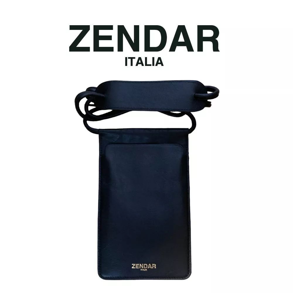 【ZENDAR】超柔軟頂級小羊皮手機包 夏洛特系列 (黑色 送禮盒提袋)