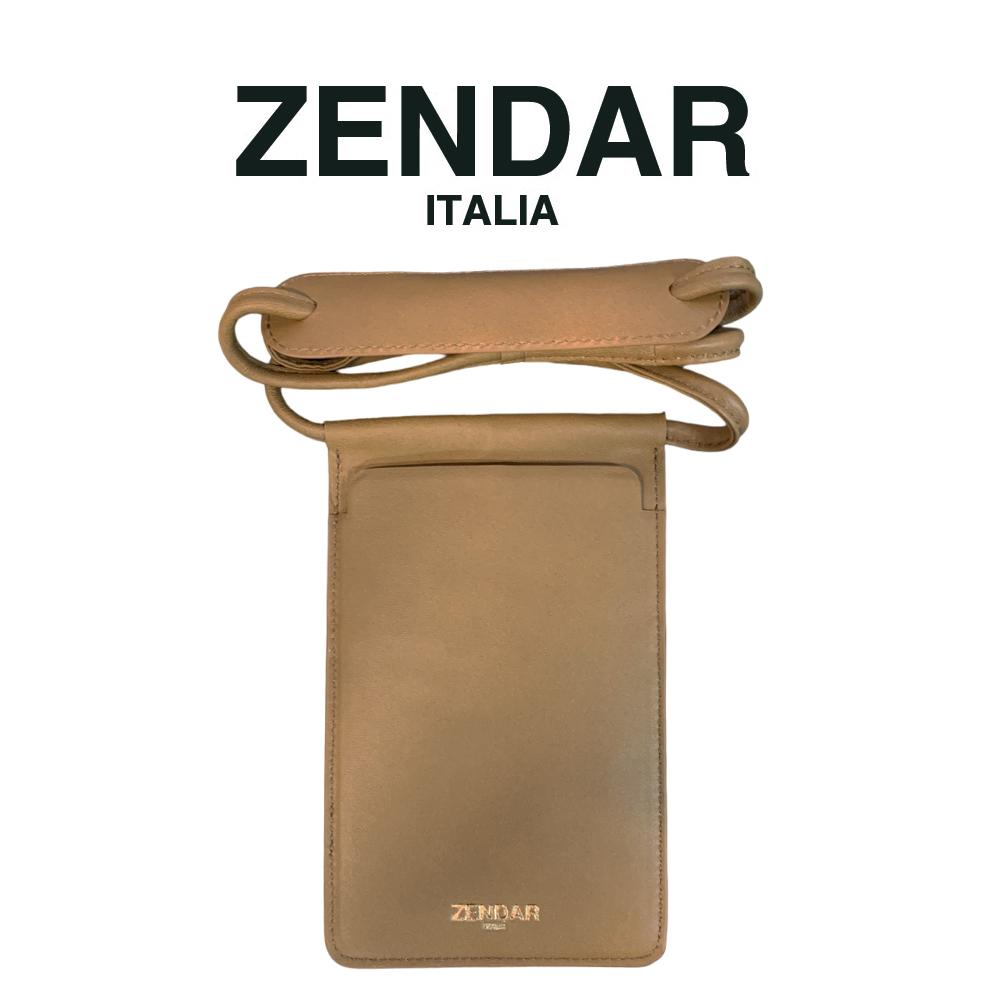 【ZENDAR】超柔軟頂級小羊皮手機包 夏洛特系列 (琥珀色 送禮盒提袋)