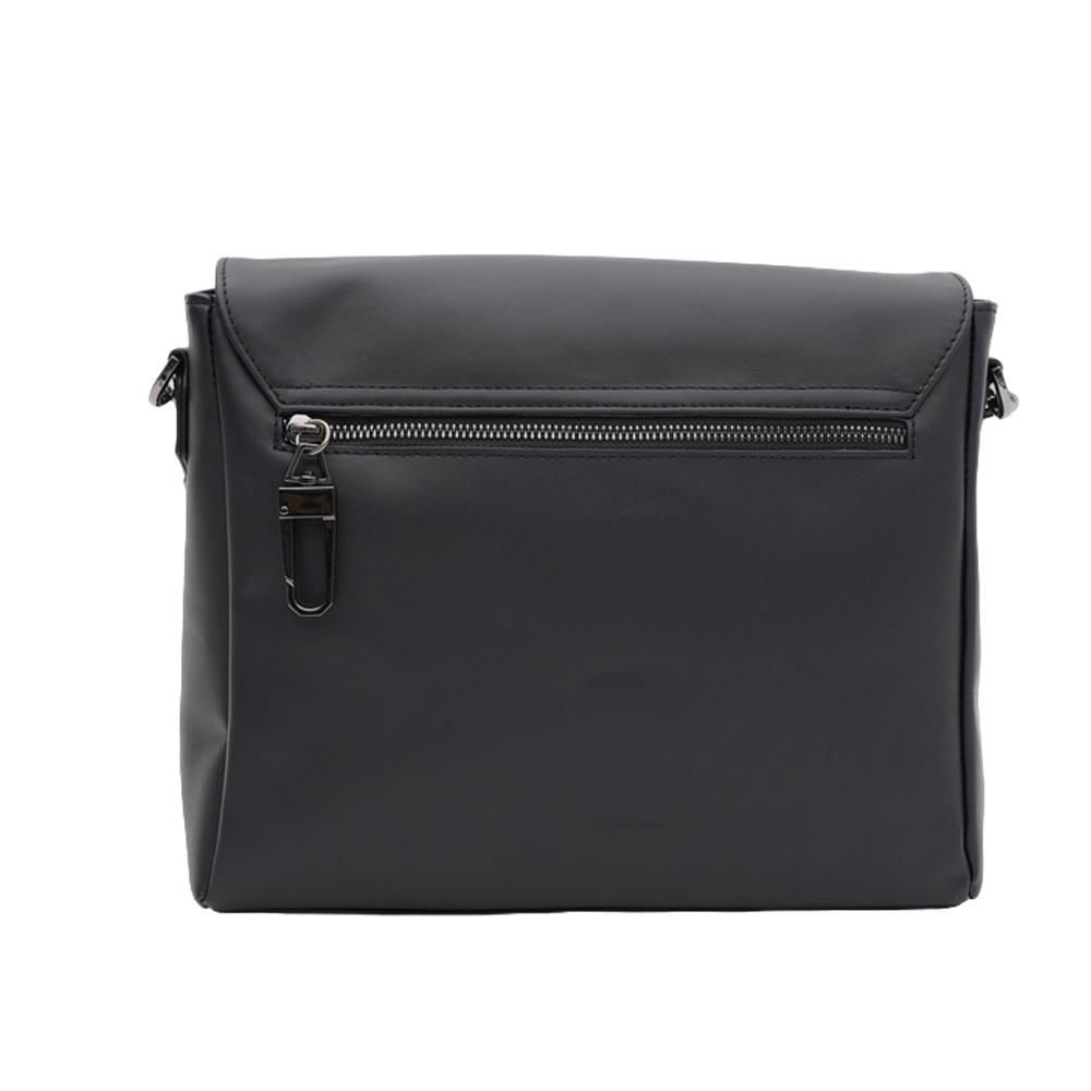 【Cerruti 1881】義大利頂級小牛皮郵差包肩背包側背包 (黑色 CEBO06274M)
