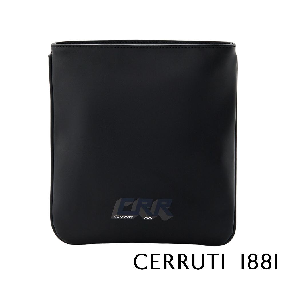 【Cerruti 1881】義大利頂級小牛皮側背包肩背包 (黑色 CEBO06275M)