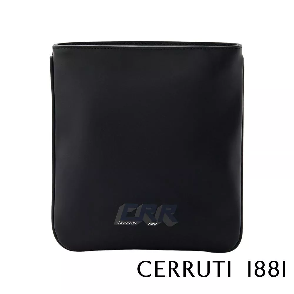 【Cerruti 1881】義大利頂級小牛皮側背包肩背包 (黑色 CEBO06275M)
