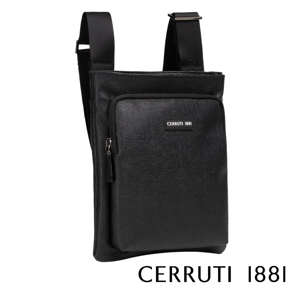 【Cerruti 1881】義大利頂級側背包肩背包 (黑色 CEBO06320M)