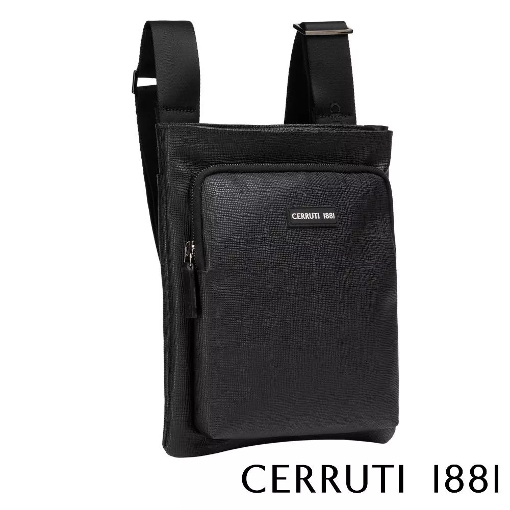 【Cerruti 1881】義大利頂級側背包肩背包 (黑色 CEBO06320M)