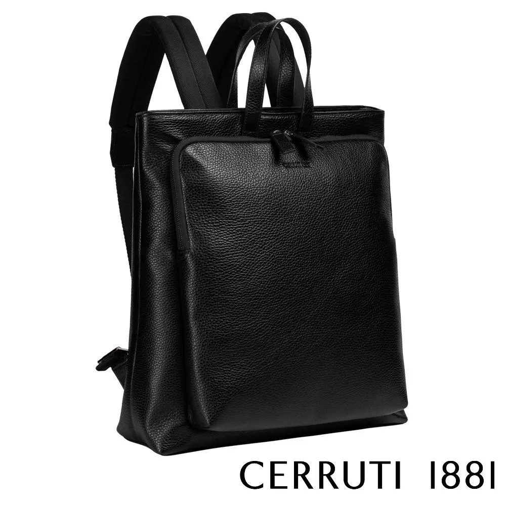 【Cerruti 1881】義大利頂級小牛皮後背包 (CEZA06321M黑色)