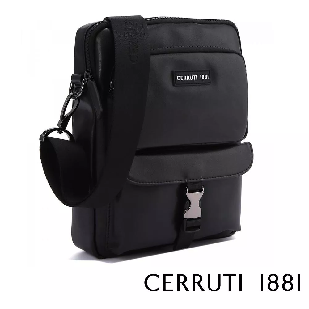 【Cerruti 1881】限量2折 義大利頂級側背包肩背包 全新專櫃展示品 (黑色 CEBO06340N)