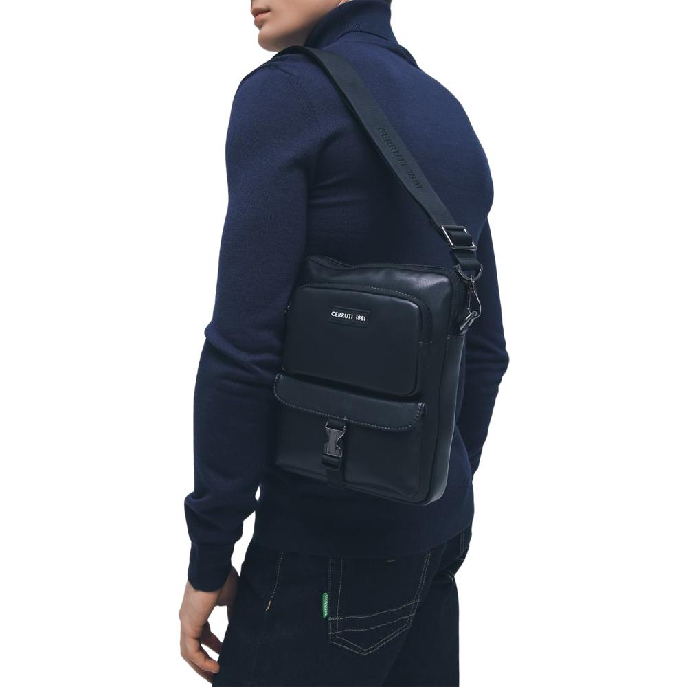 【Cerruti 1881】限量2折 義大利頂級側背包肩背包 全新專櫃展示品 (黑色 CEBO06340N)