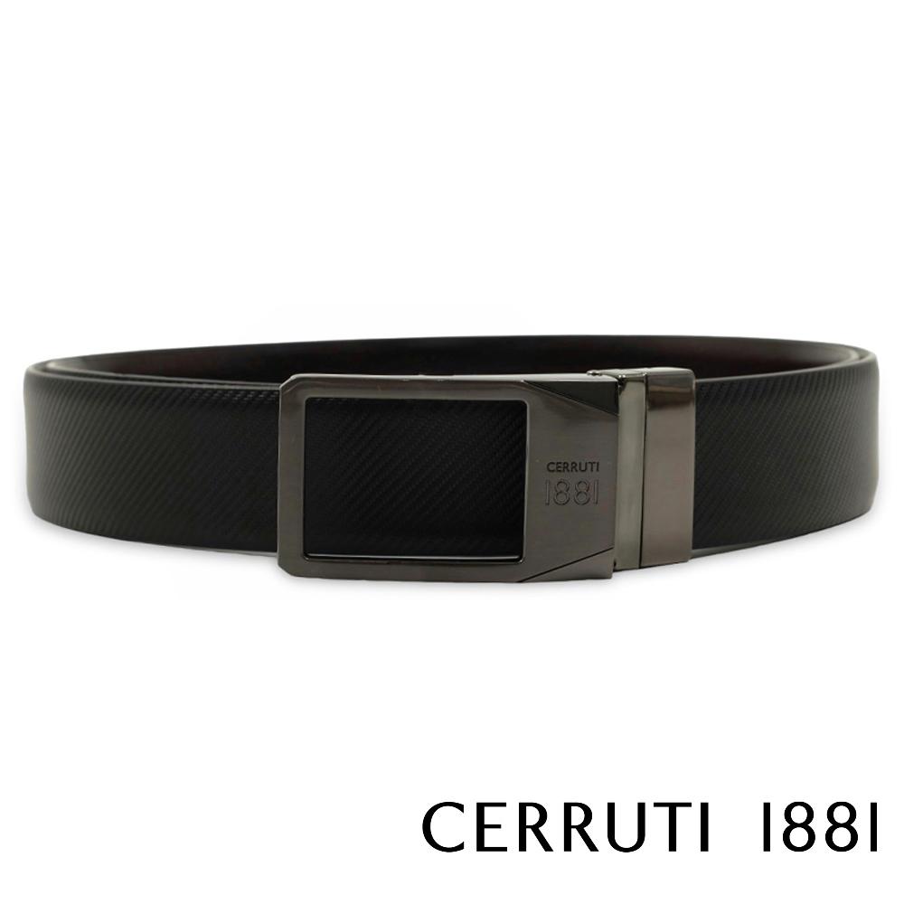 【Cerruti 1881】限量2折 義大利頂級小牛皮皮帶 全新專櫃展示品 (黑色 CECT06377M)