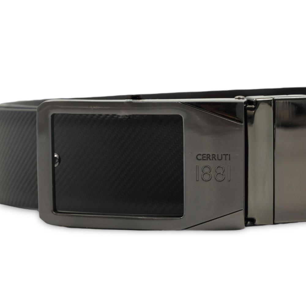 【Cerruti 1881】限量2折 義大利頂級小牛皮皮帶 全新專櫃展示品 (黑色 CECT06377M)