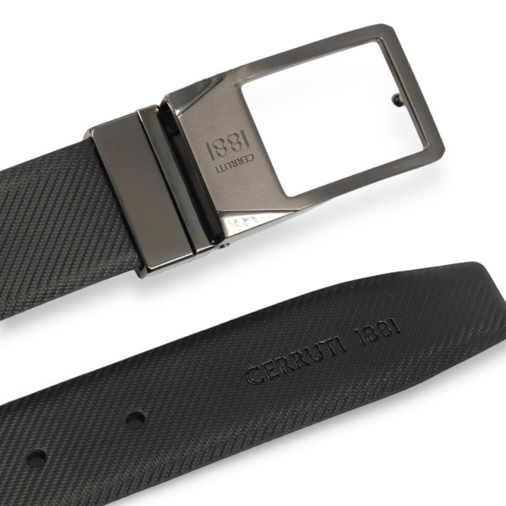 【Cerruti 1881】限量2折 義大利頂級小牛皮皮帶 全新專櫃展示品 (黑色 CECT06377M)