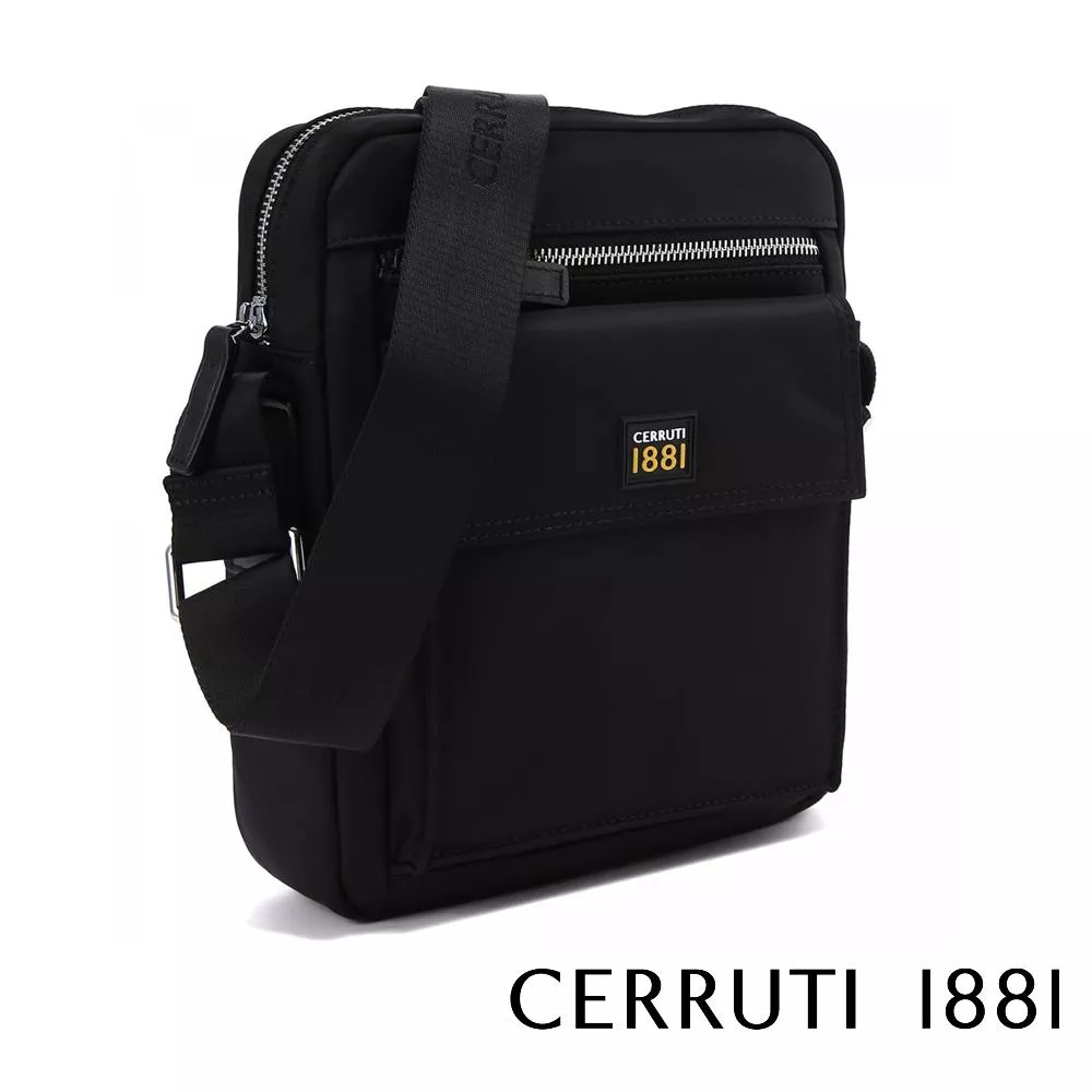 【Cerruti 1881】限量2折 義大利頂級側背包肩背包 全新專櫃展示品 (黑色 CEBO06384N)