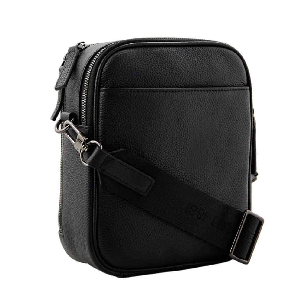 【Cerruti 1881】限量2折 義大利頂級小牛皮側背包肩背包 全新專櫃展示品 (黑色 CEBO06465M)