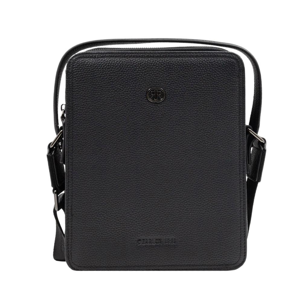 【Cerruti 1881】義大利頂級小牛皮側背包肩背包 (黑色 CEBO06483M)