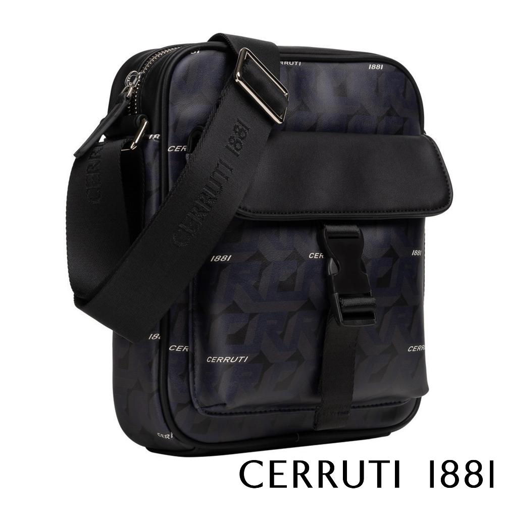 【Cerruti 1881】義大利頂級側背包肩背包 (黑色 CEBO06513P)
