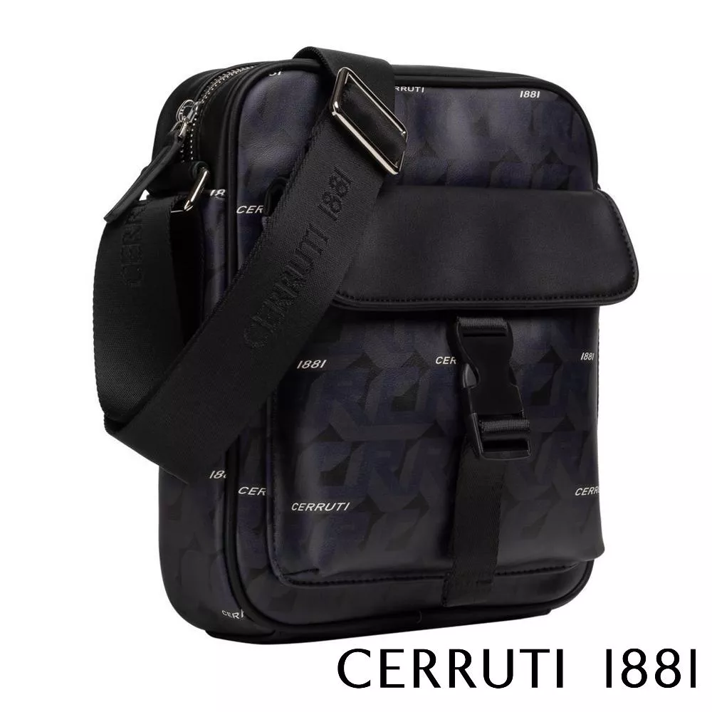 【Cerruti 1881】義大利頂級側背包肩背包 (黑色 CEBO06513P)