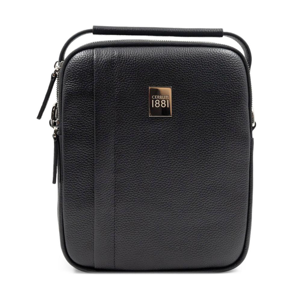 【Cerruti 1881】義大利頂級小牛皮側背包肩背包 (黑色 CEBO06589M)