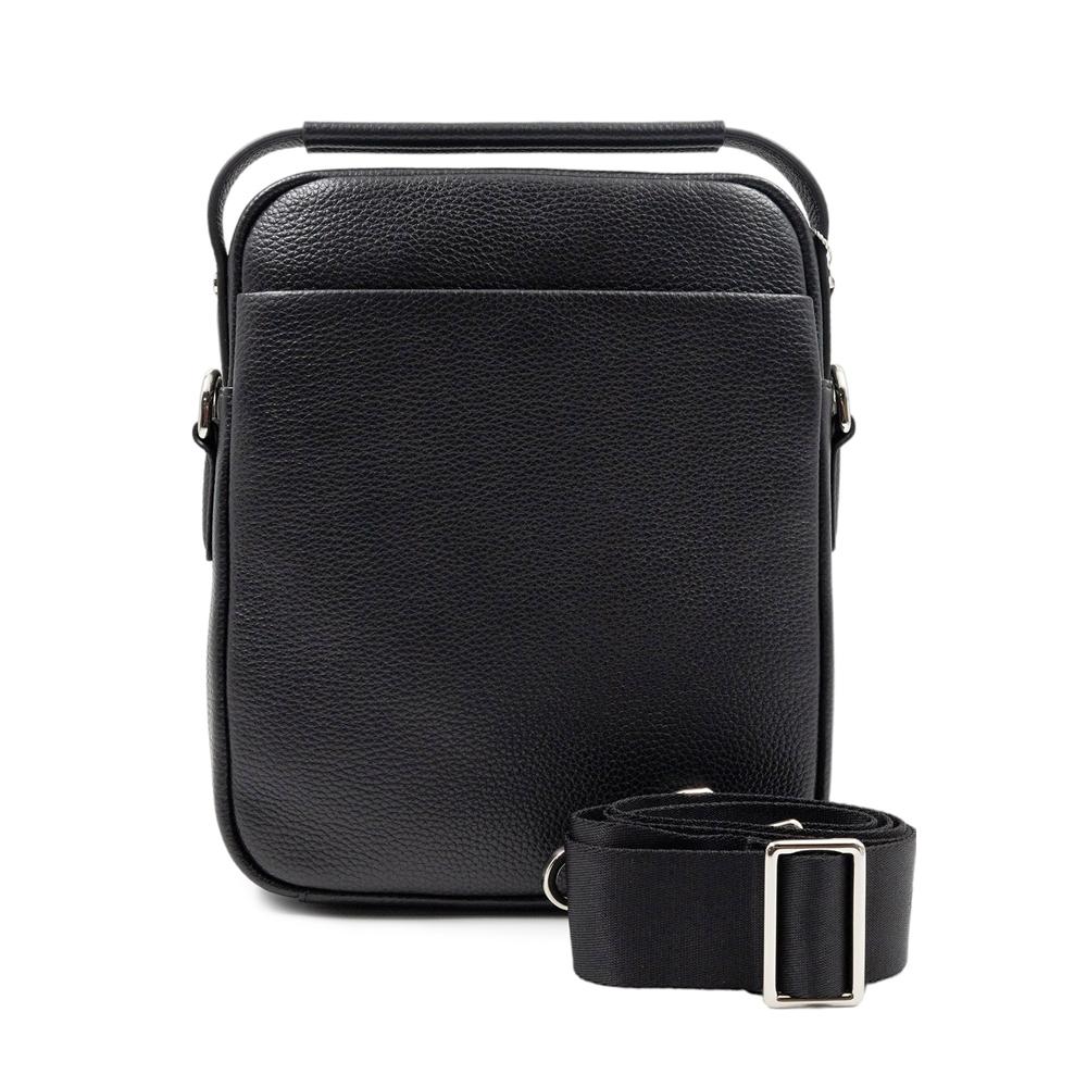 【Cerruti 1881】義大利頂級小牛皮側背包肩背包 (黑色 CEBO06589M)