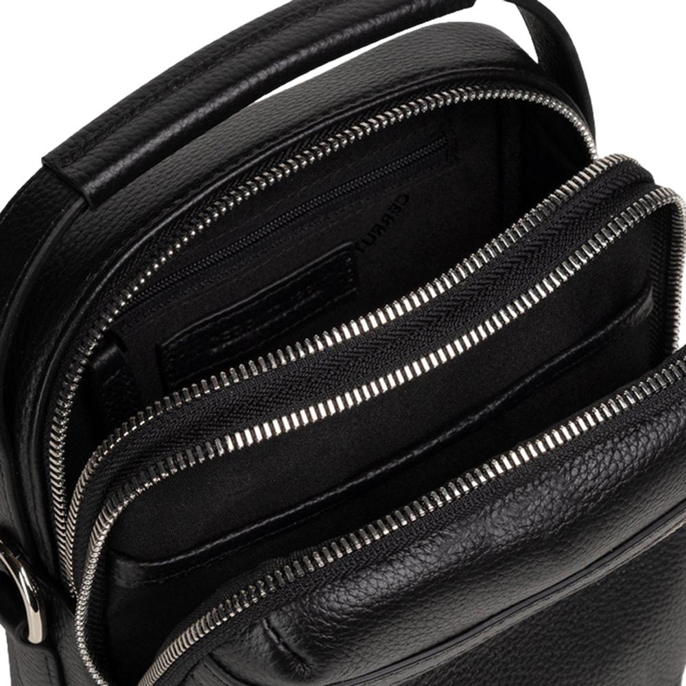 【Cerruti 1881】限量2折 義大利頂級小牛皮側背包肩背包 全新專櫃展示品 (黑色 CEBO06591M)