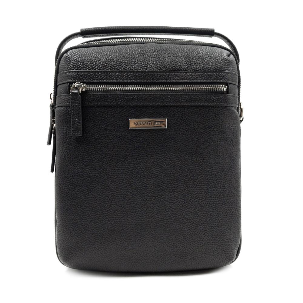 【Cerruti 1881】限量2折 義大利頂級小牛皮側背包肩背包 全新專櫃展示品 (黑色 CEBO06593M)