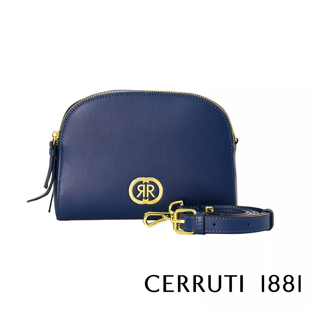 【Cerruti 1881】義大利頂級小牛皮女用手拿包肩背包側背包 (藍色 CEBA06619M)
