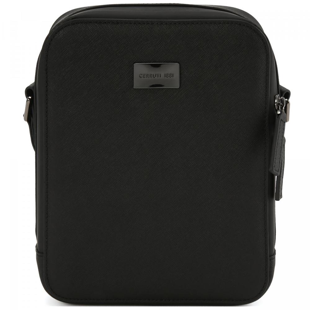【Cerruti 1881】義大利頂級小牛皮側背包肩背包 (黑色 CEBO06751M)