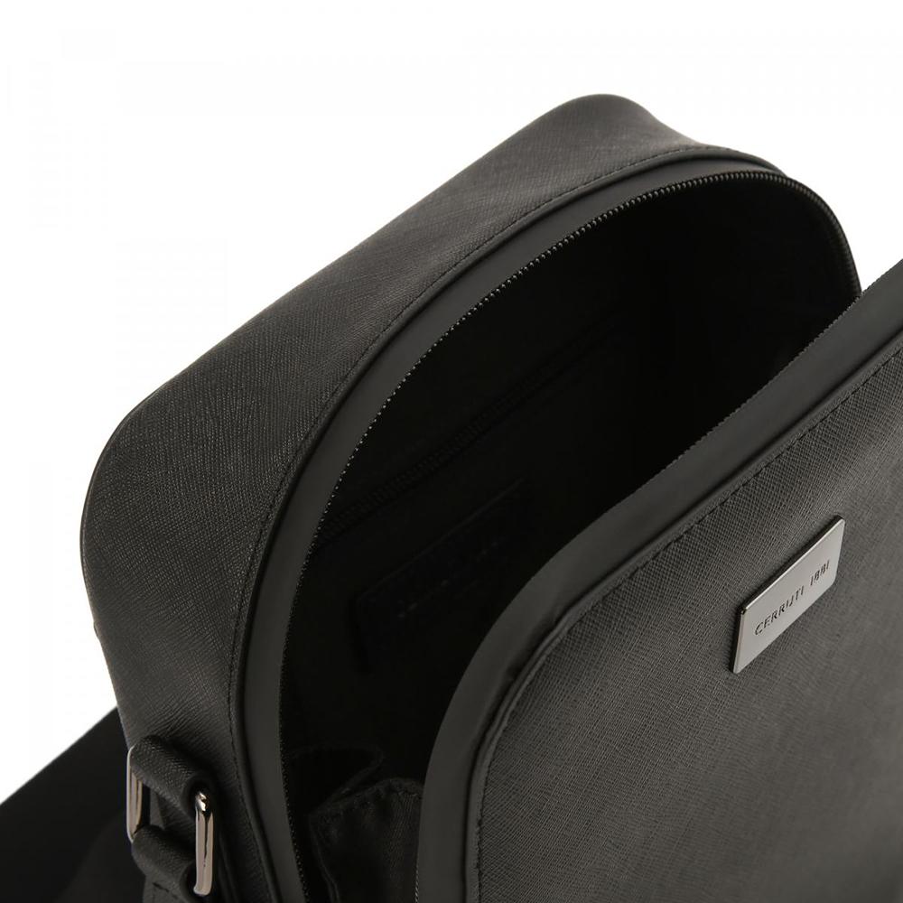 【Cerruti 1881】義大利頂級小牛皮側背包肩背包 (黑色 CEBO06751M)