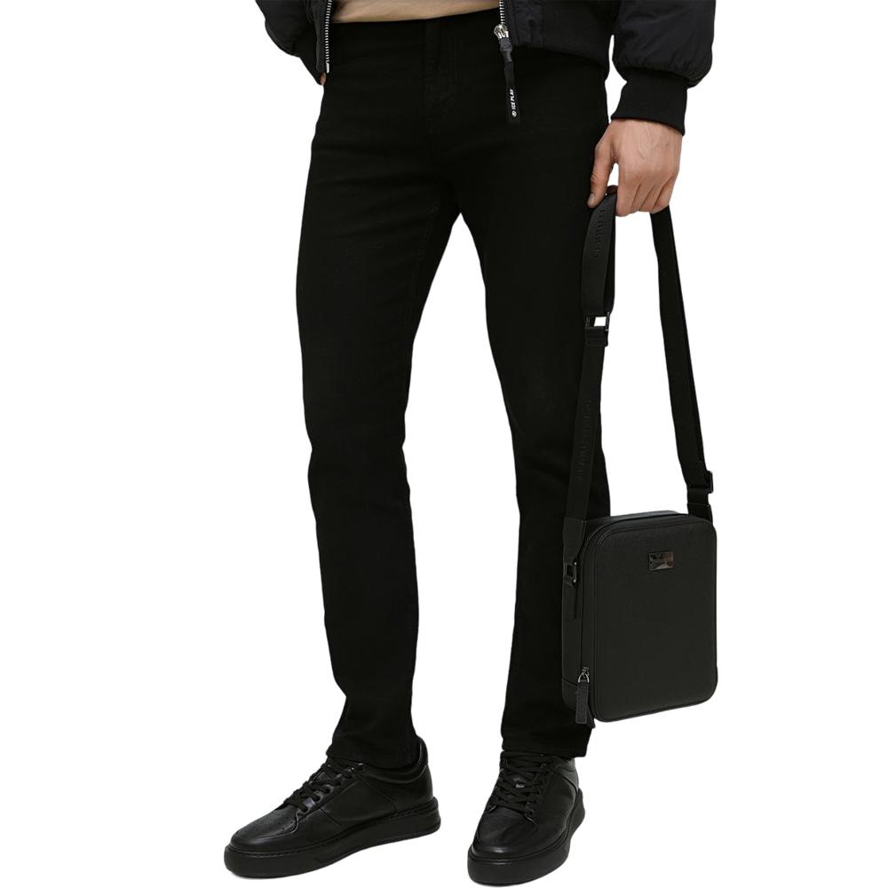 【Cerruti 1881】義大利頂級小牛皮側背包肩背包 (黑色 CEBO06751M)