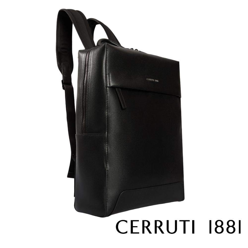 【Cerruti 1881】義大利頂級小牛皮後背包 (黑色 CEZA06761M)