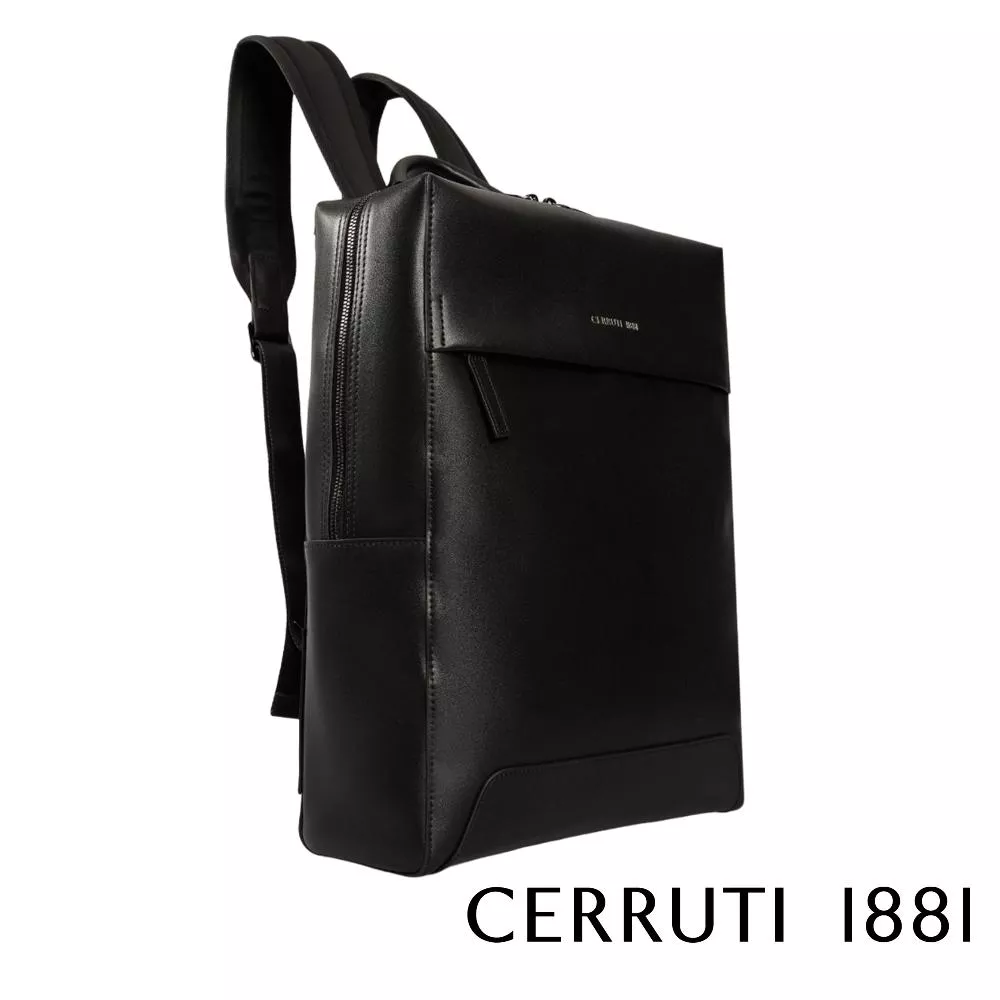 【Cerruti 1881】義大利頂級小牛皮後背包 (黑色 CEZA06761M)