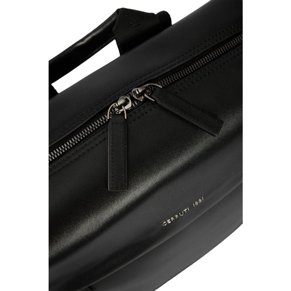 【Cerruti 1881】義大利頂級小牛皮後背包 (黑色 CEZA06761M)