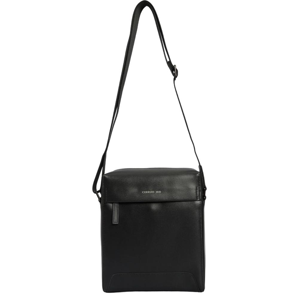 【Cerruti 1881】義大利頂級小牛皮側背包肩背包 (黑色 CEBO06763M)