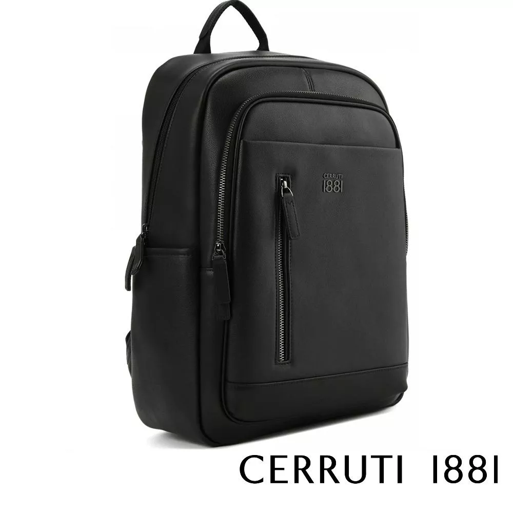 【Cerruti 1881】限量2折 義大利頂級小牛皮後背包 全新專櫃展示品 (黑色 CEZA06783M)