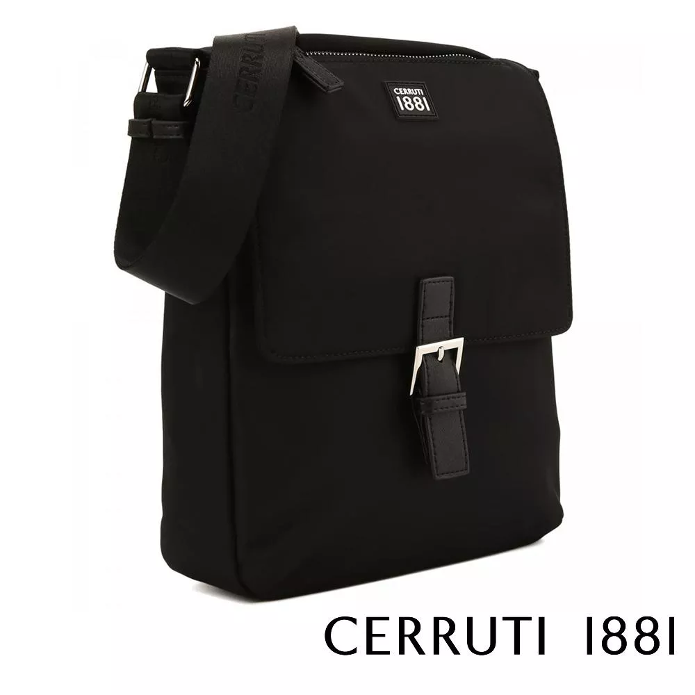 【Cerruti 1881】義大利頂級側背包肩背包 (黑色 CEBO06656N)