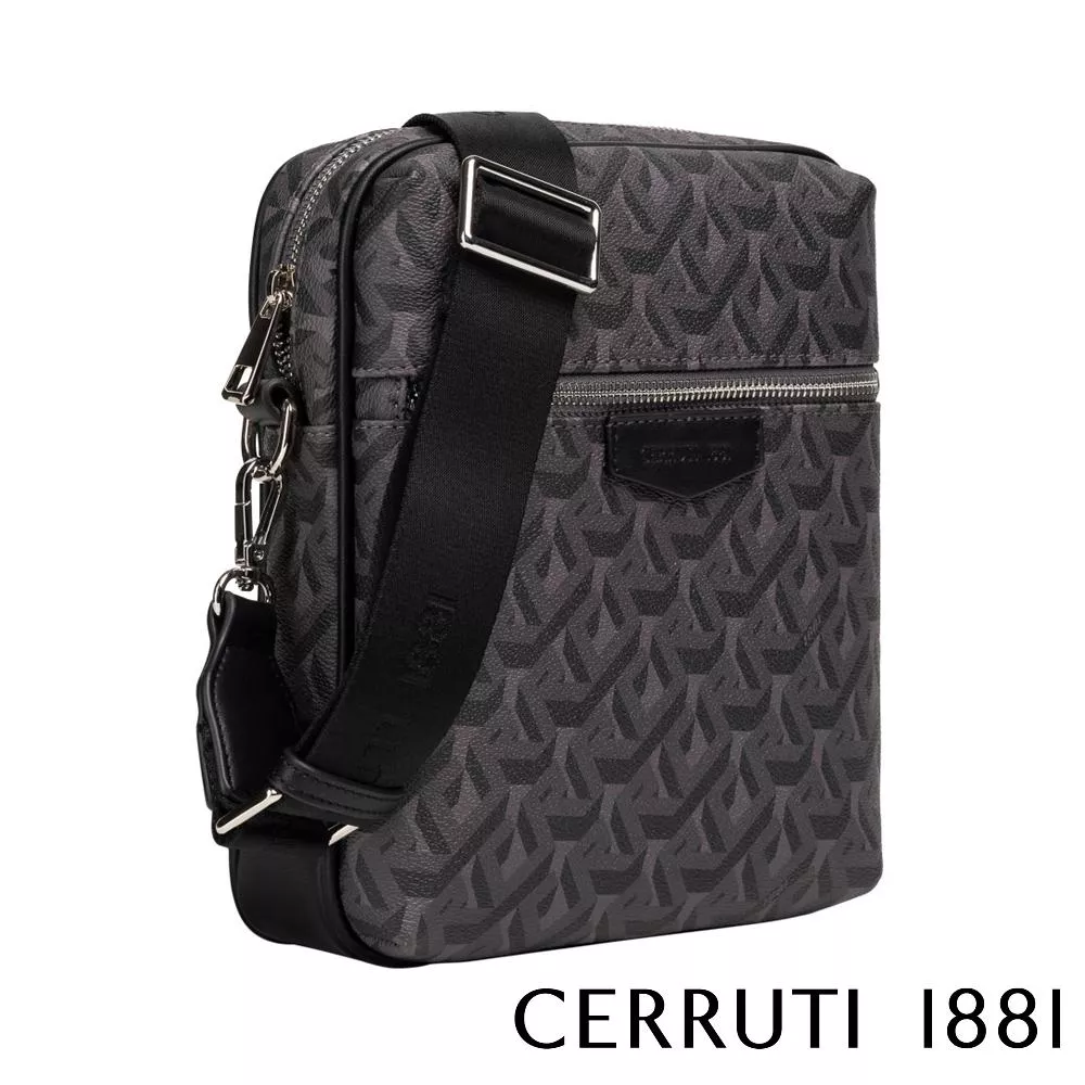 【Cerruti 1881】義大利頂級側背包肩背包 (黑色 CEBO06806P)