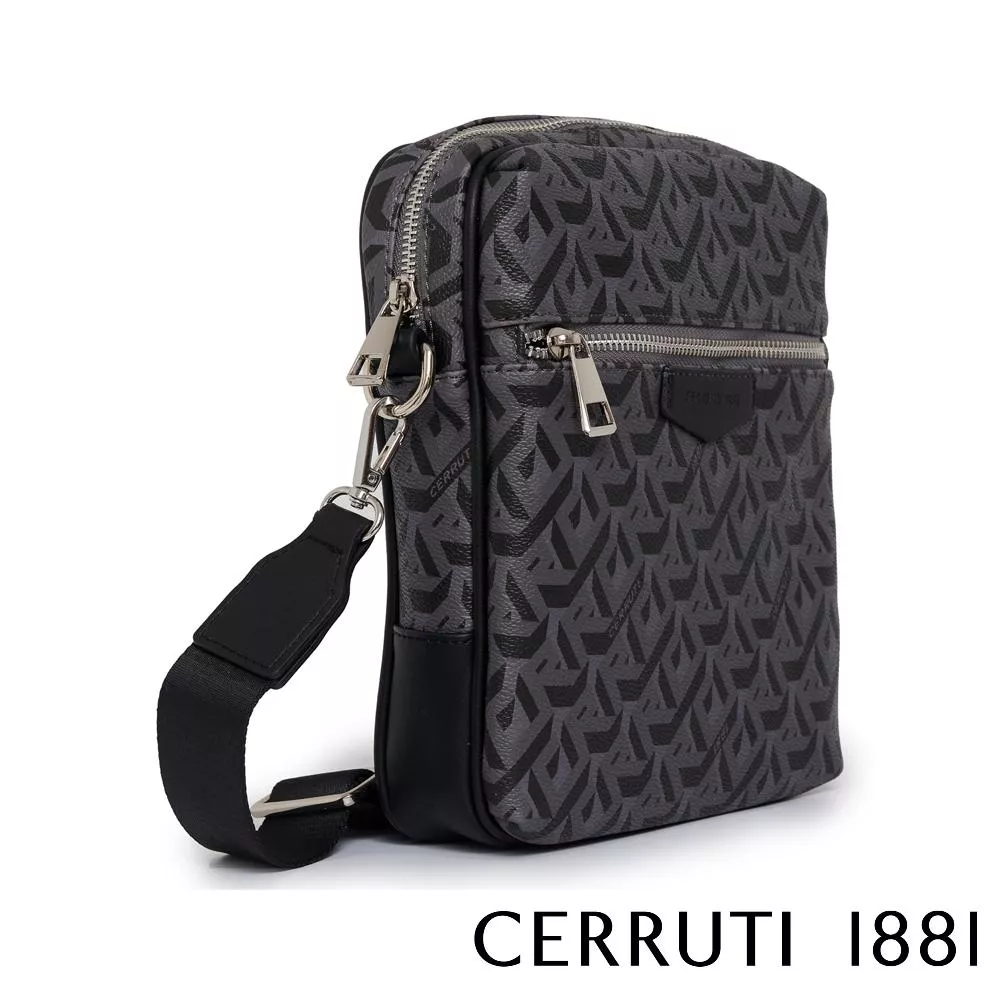 【Cerruti 1881】義大利頂級側背包肩背包 (黑色 CEBO06805P)