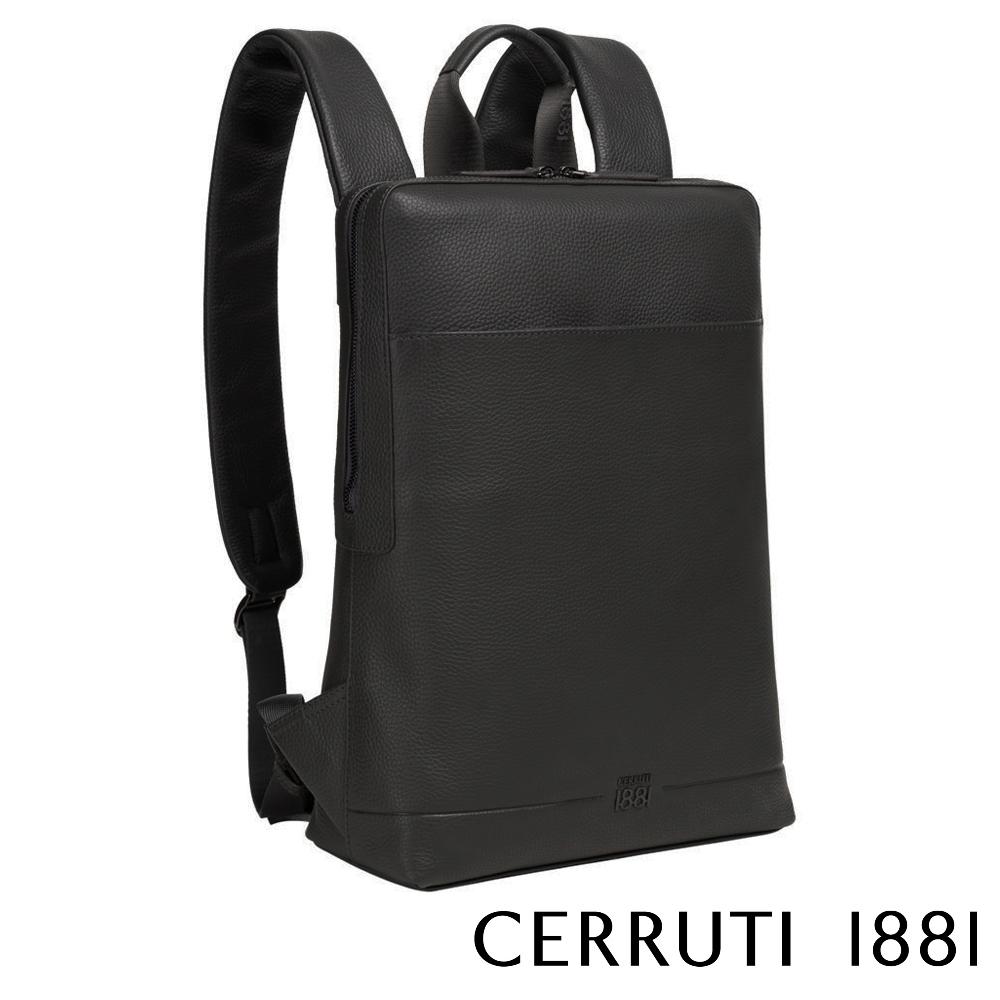 【Cerruti 1881】義大利頂級小牛皮後背包 (黑色 CEZA06822M)
