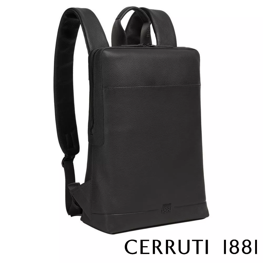 【Cerruti 1881】義大利頂級小牛皮後背包 (黑色 CEZA06822M)