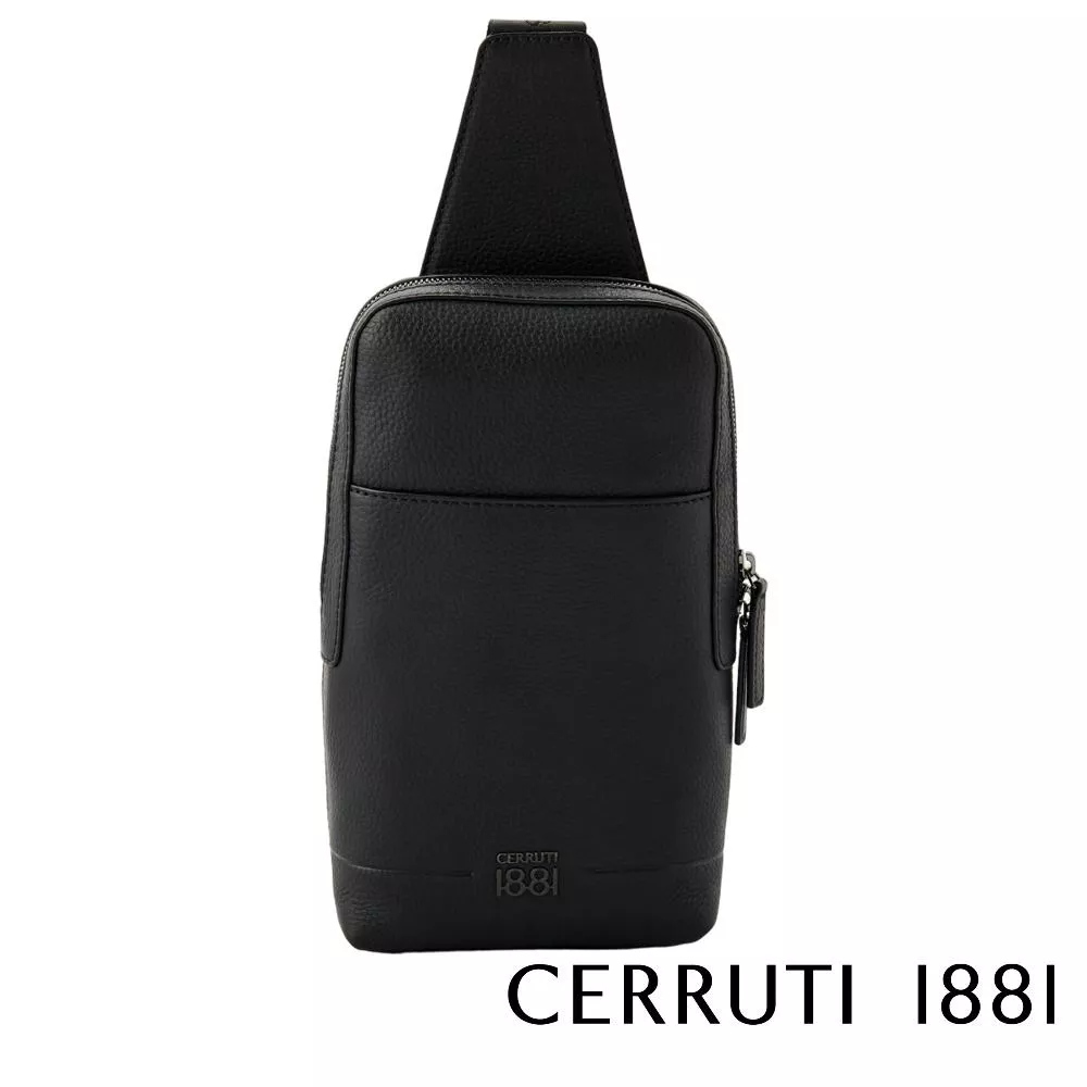 【Cerruti 1881】義大利頂級小牛皮斜肩包 (黑色 CEBO06823M)