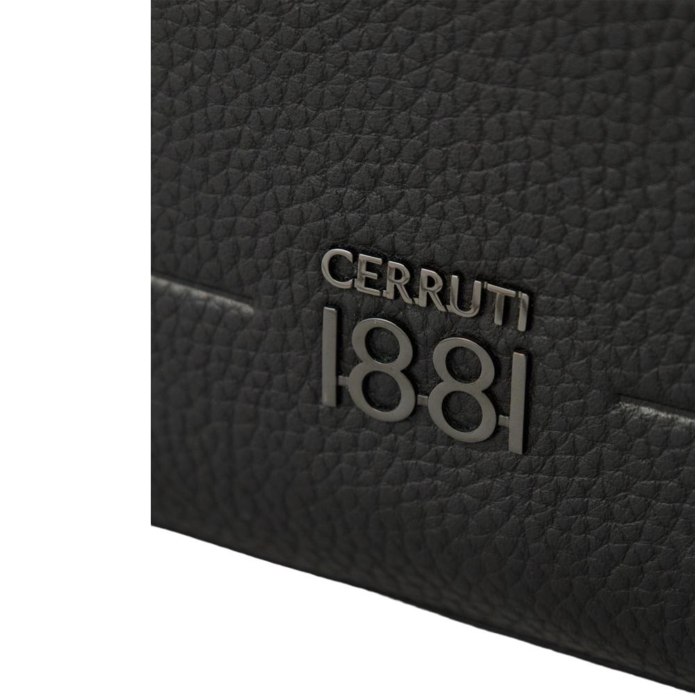 【Cerruti 1881】限量2折 義大利頂級小牛皮側背包肩背包 全新專櫃展示品 (黑色 CEBO06824M)