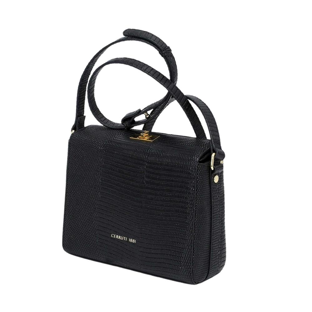 【Cerruti 1881】限量2折 義大利頂級小牛皮側背包肩背包 全新專櫃展示品 (黑色 CEBA06770M)
