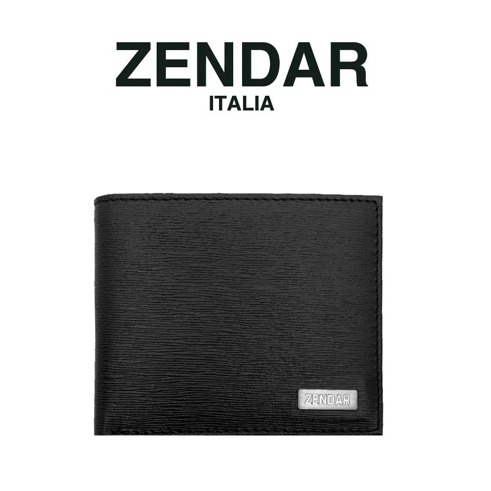 【ZENDAR】限量2折 頂級NAPPA牛皮碳纖維紋8卡皮夾 朱利安系列 全新專櫃展示品 (黑色)