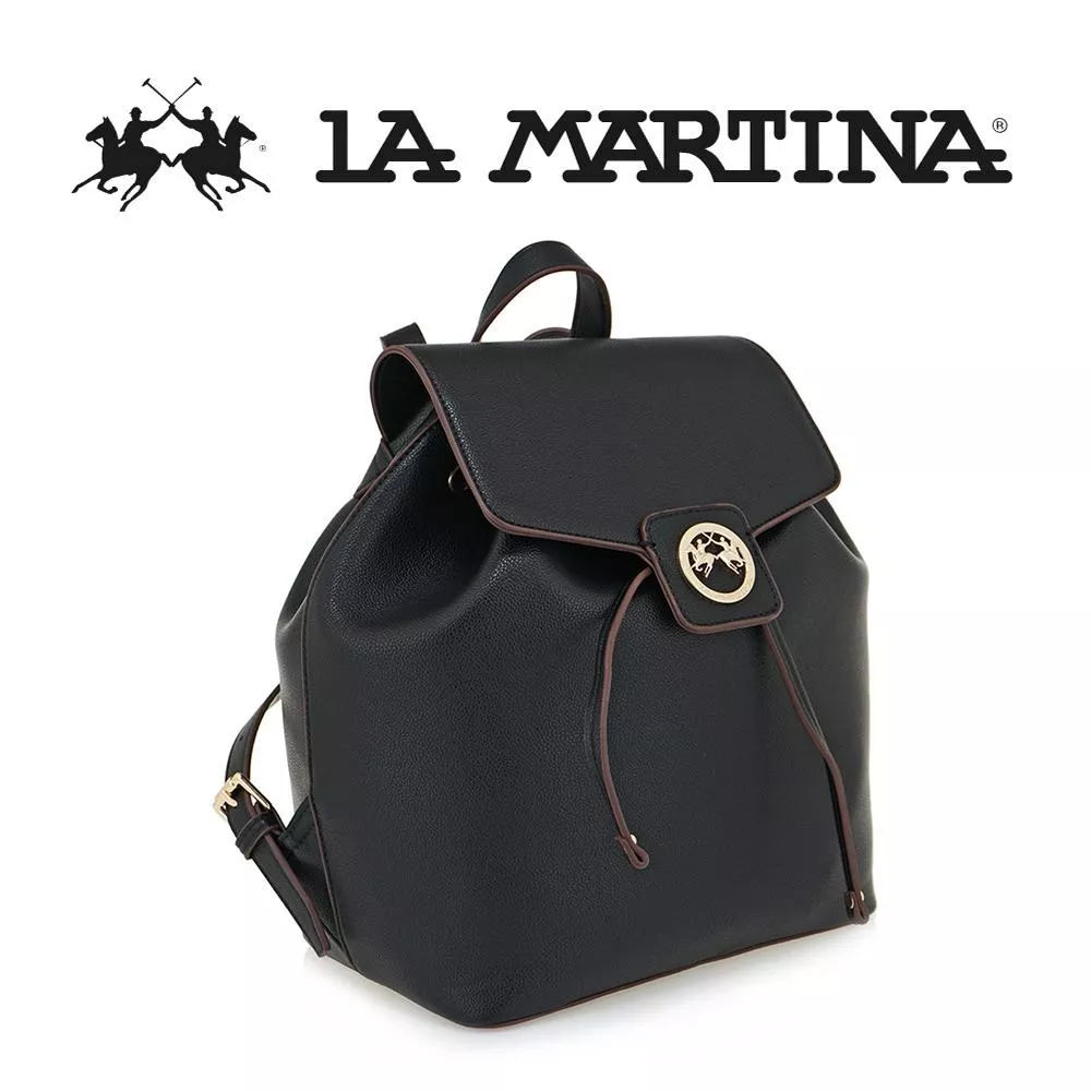 【LA MARTINA】義大利原裝進口 限量2折 頂級皮革後背包 經典黑 (LMZA01862P)